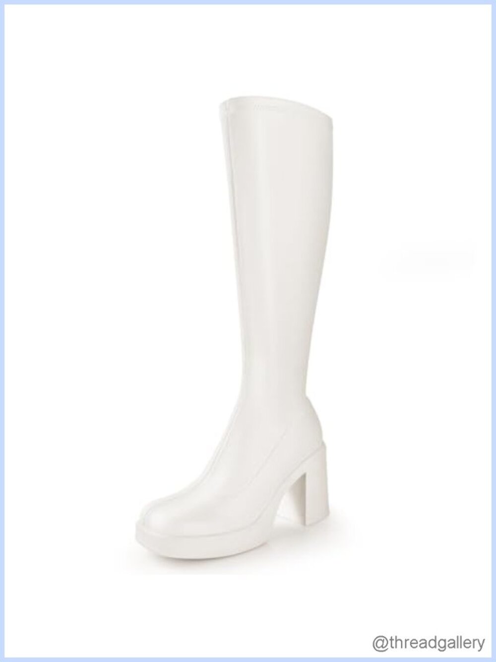Faux Leather Knee High Gogo Boots Chunky Platform Block Heel Side Zip